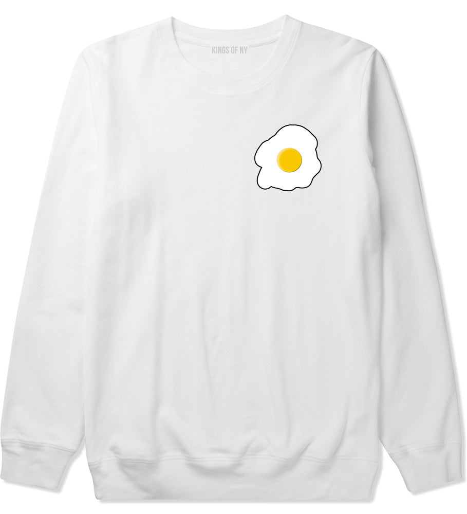 Fried Egg Breakfast Chest Mens White Crewneck Sweatshirt by KINGS OF NY
