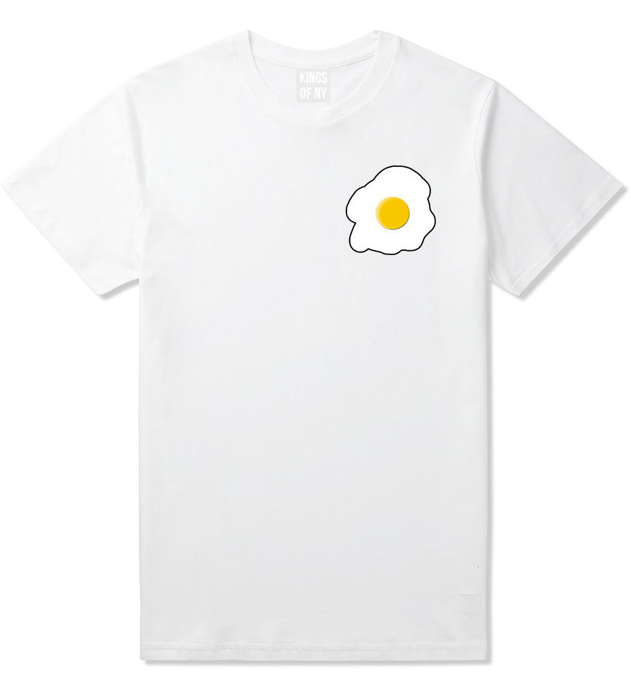 Fried Egg Breakfast Chest Mens White T-Shirt by KINGS OF NY