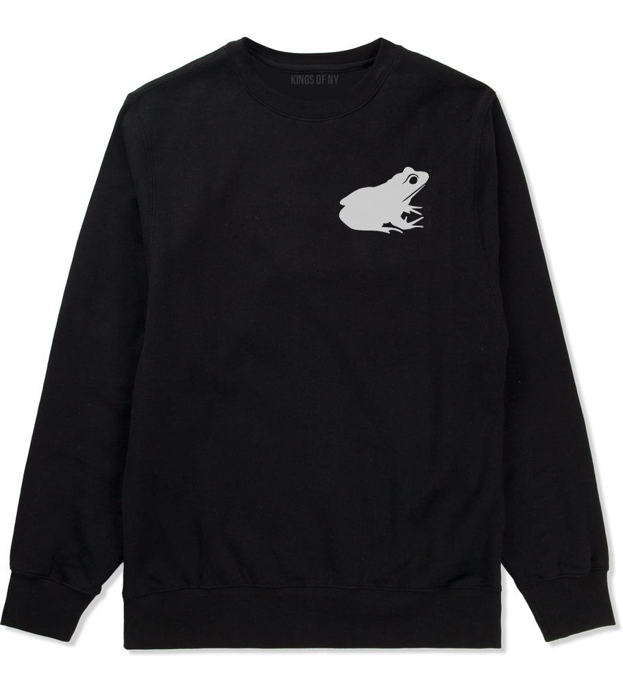 Frog Animal Chest Mens Black Crewneck Sweatshirt by KINGS OF NY