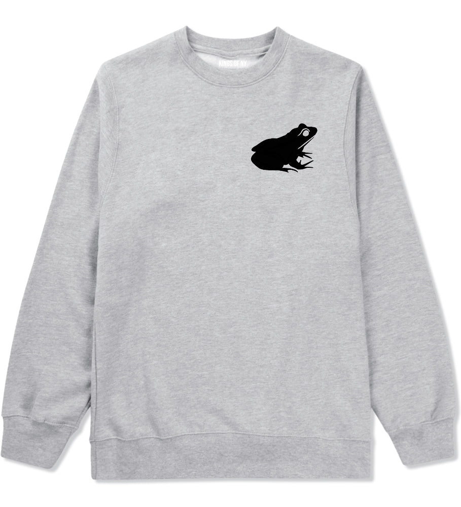 Frog Animal Chest Mens Grey Crewneck Sweatshirt by KINGS OF NY