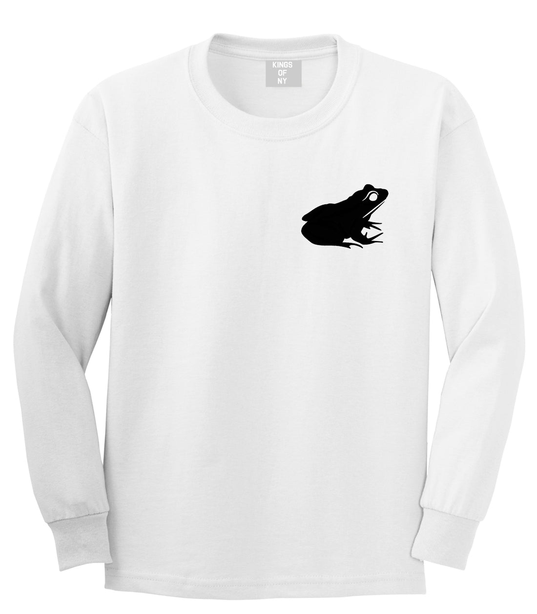 Frog Animal Chest Mens White Long Sleeve T-Shirt by KINGS OF NY