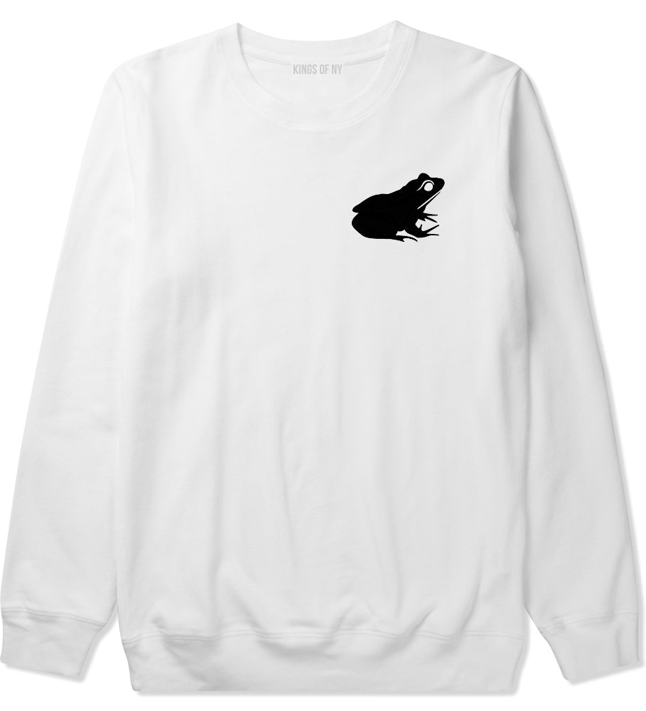 Frog Animal Chest Mens White Crewneck Sweatshirt by KINGS OF NY