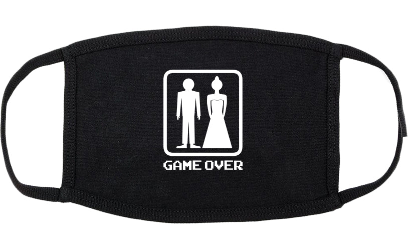 Game Over Funny Wedding Cotton Face Mask Black