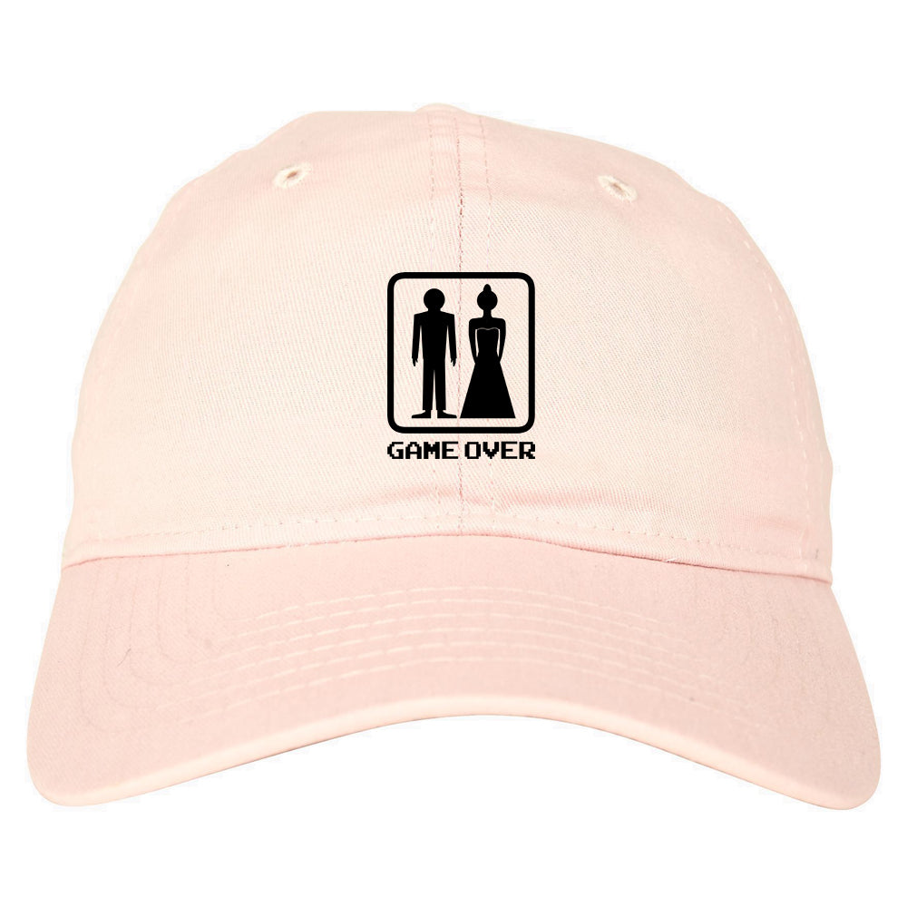 Game Over Funny Wedding Mens Dad Hat Baseball Cap Pink