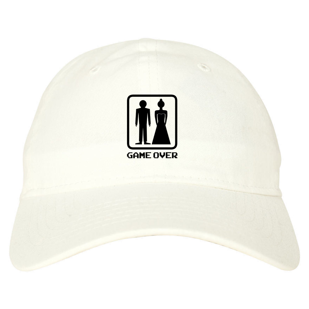 Game Over Funny Wedding Mens Dad Hat Baseball Cap White