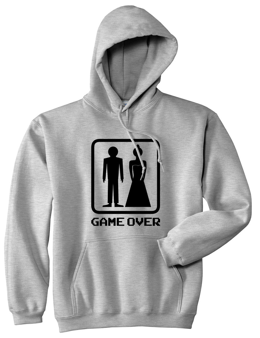 Game Over Funny Wedding Mens Pullover Hoodie Grey