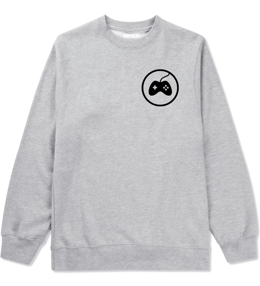 Gaming Game Controller Chest Mens Grey Crewneck Sweatshirt by KINGS OF NY