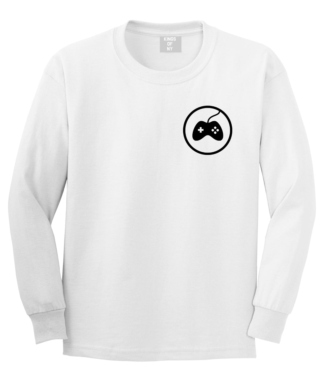 Gaming Game Controller Chest Mens White Long Sleeve T-Shirt by KINGS OF NY