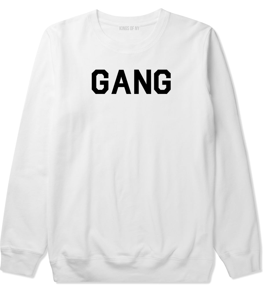 Gang Squad Mens White Crewneck Sweatshirt by KINGS OF NY