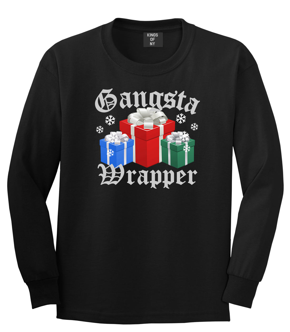 Gangsta Wrapper Christmas Gift Funny Black Mens Long Sleeve T-Shirt