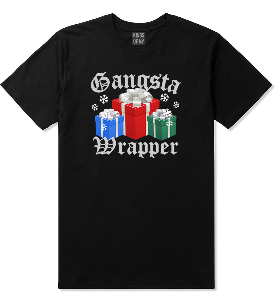Gangsta Wrapper Christmas Gift Funny Black Mens T-Shirt