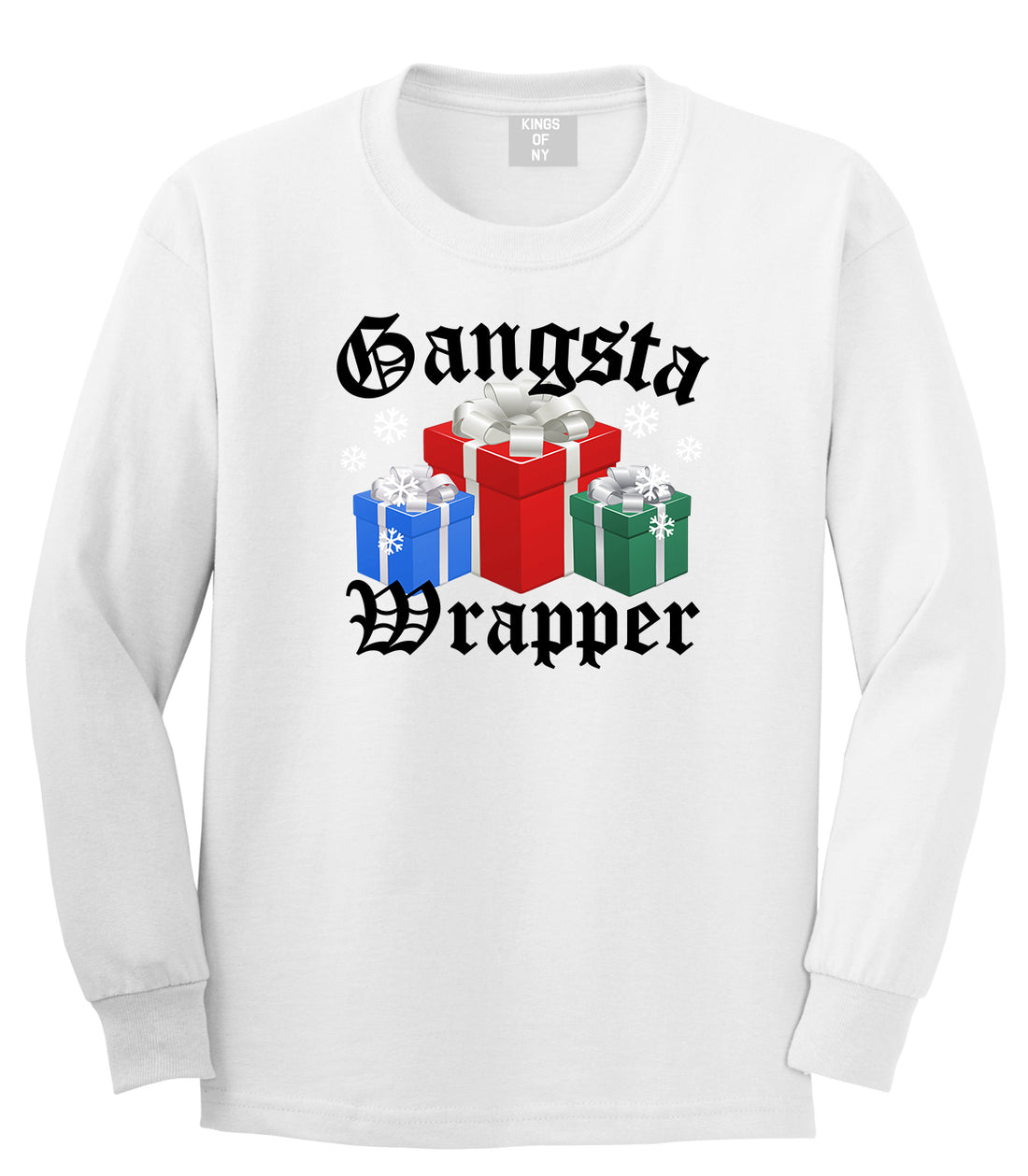 Gangsta Wrapper Christmas Gift Funny White Mens Long Sleeve T-Shirt
