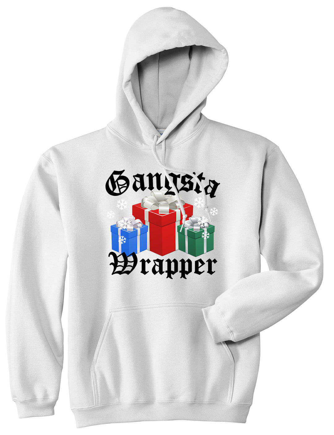 Gangsta Wrapper Christmas Gift Funny White Mens Pullover Hoodie