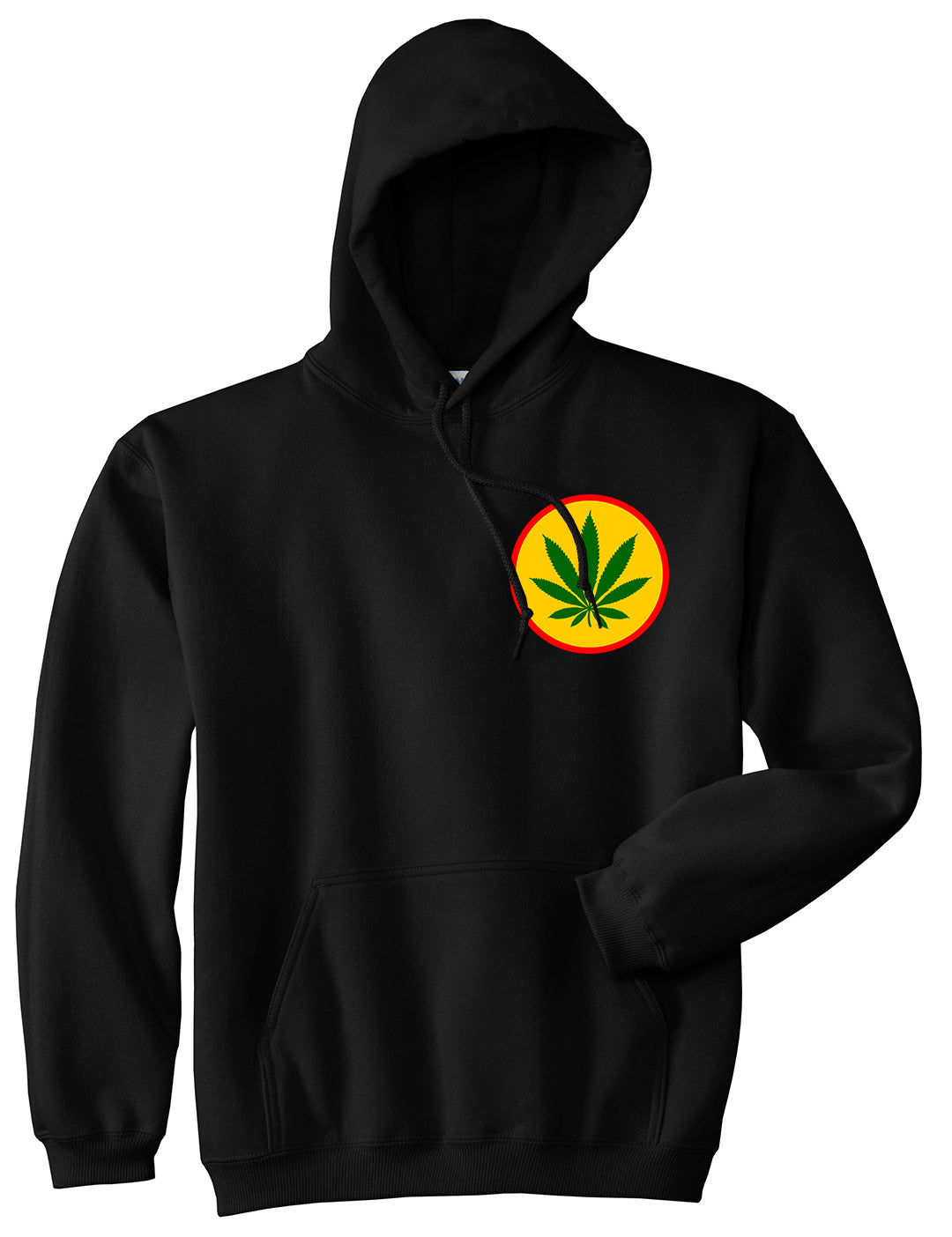 Ganja Green Weed Leaf Chest Mens Black Pullover Hoodie by KINGS OF NY