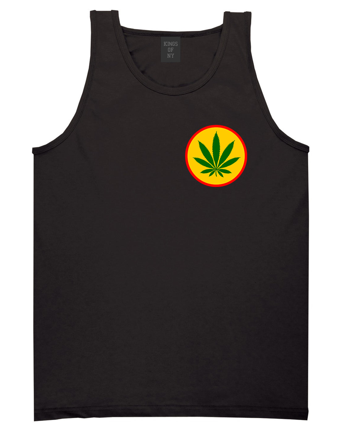 Ganja Green Weed Leaf Chest Mens Black Tank Top Shirt by KINGS OF NY