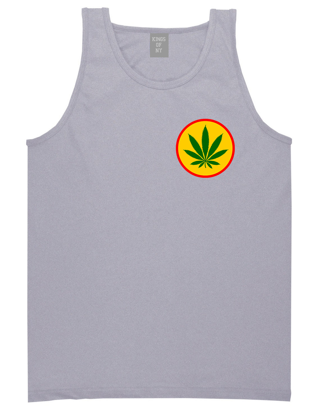 Ganja Green Weed Leaf Chest Mens Grey Tank Top Shirt by KINGS OF NY