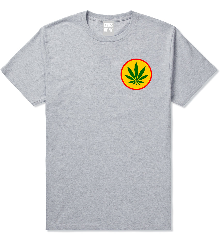 Ganja Green Weed Leaf Chest Mens Grey T-Shirt by KINGS OF NY
