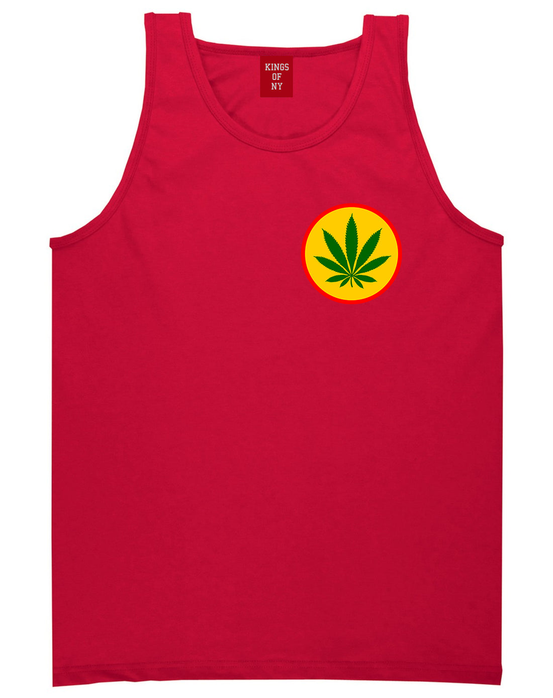 Ganja Green Weed Leaf Chest Mens Red Tank Top Shirt by KINGS OF NY