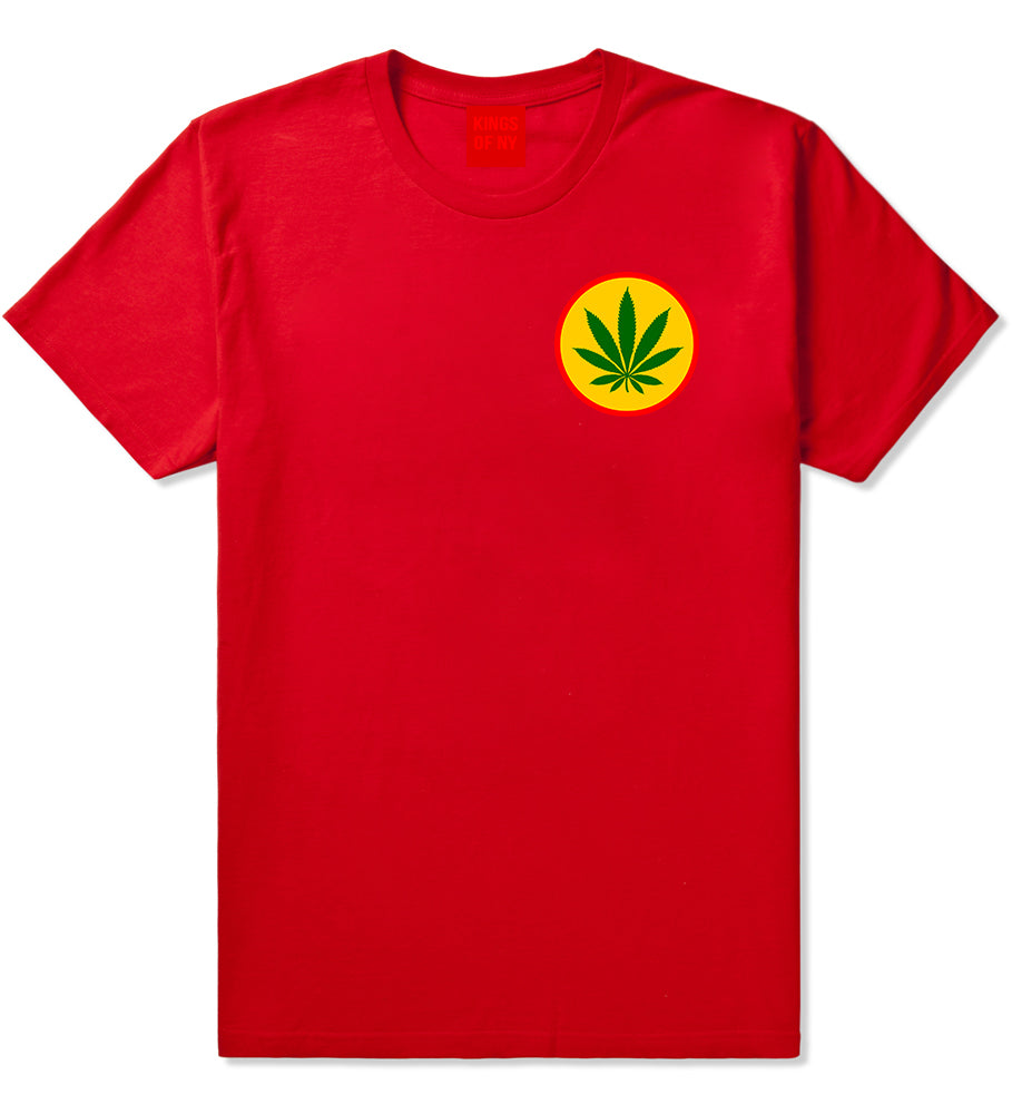 Ganja Green Weed Leaf Chest Mens Red T-Shirt by KINGS OF NY