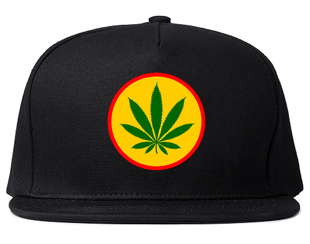 Ganja_Green_Weed_Leaf Black Snapback Hat