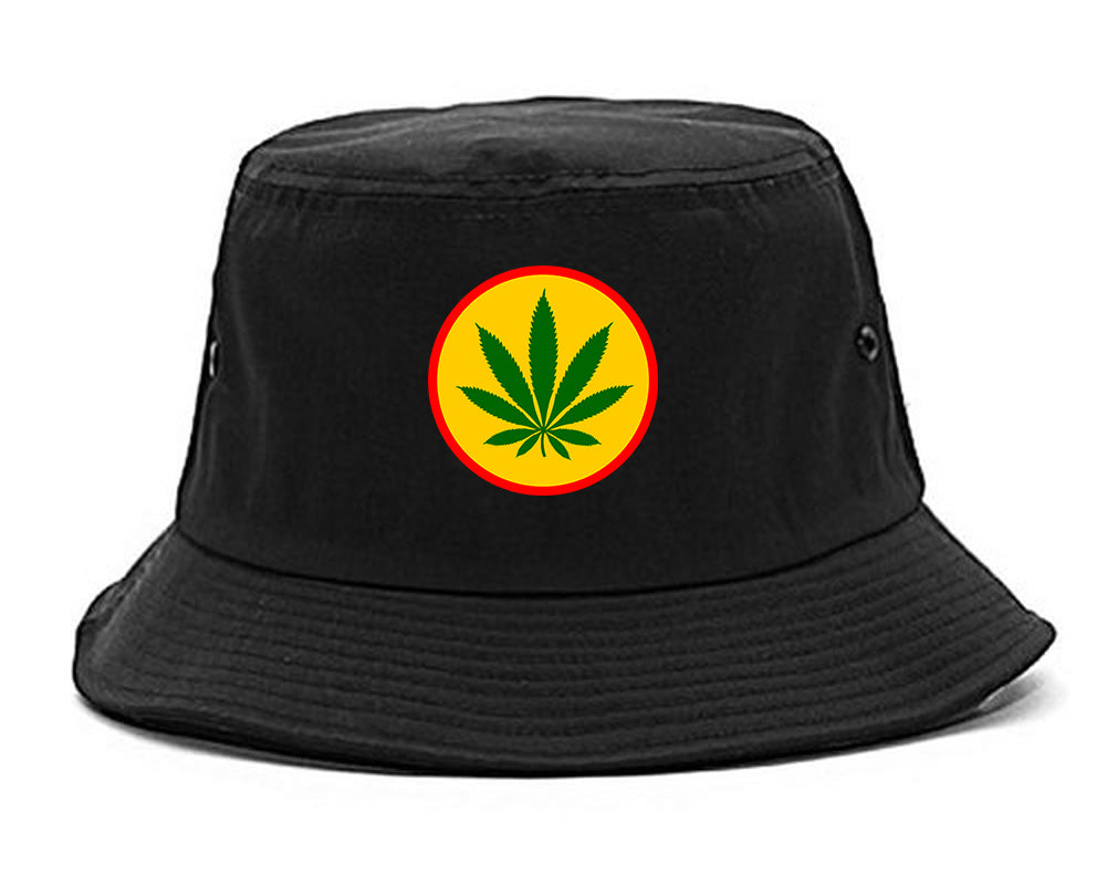 Ganja_Green_Weed_Leaf Black Bucket Hat