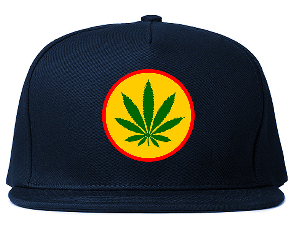 Ganja_Green_Weed_Leaf Navy Blue Snapback Hat