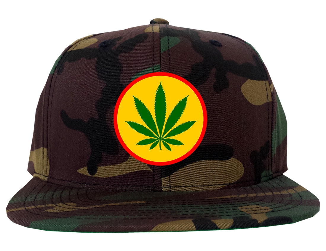 Ganja_Green_Weed_Leaf Camo Snapback Hat