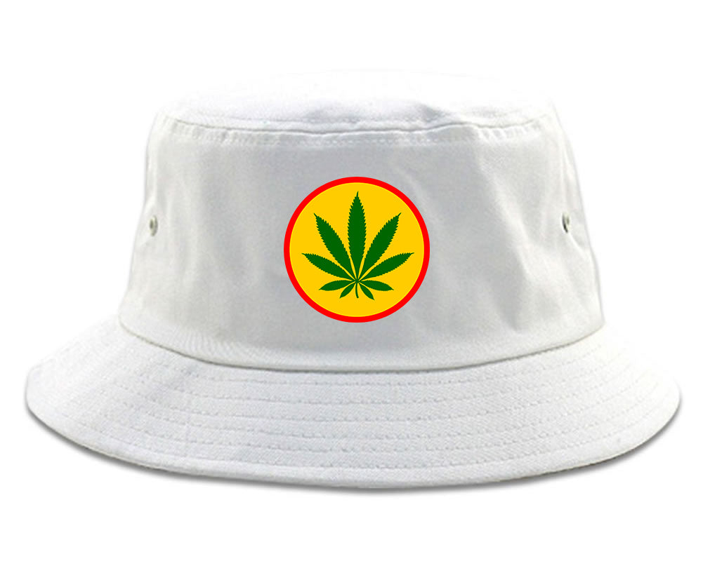 Ganja_Green_Weed_Leaf White Bucket Hat