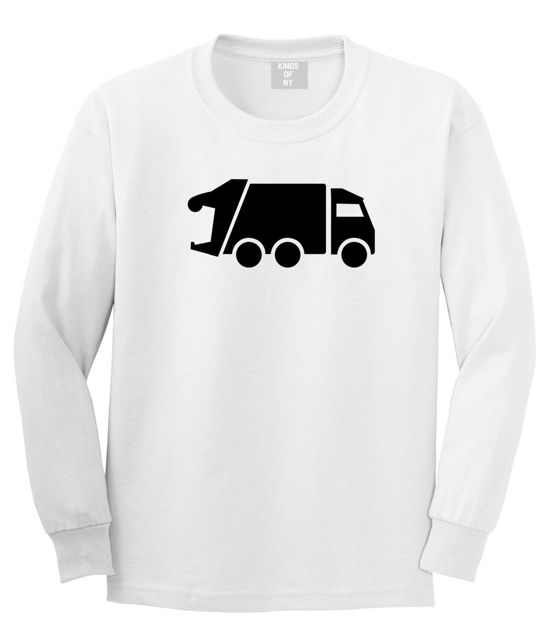 Garbage Truck Mens White Long Sleeve T-Shirt by KINGS OF NY