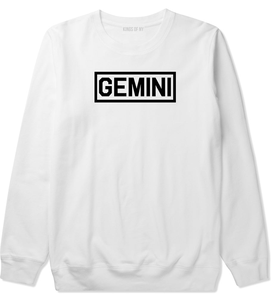 Gemini Horoscope Sign Mens White Crewneck Sweatshirt by KINGS OF NY