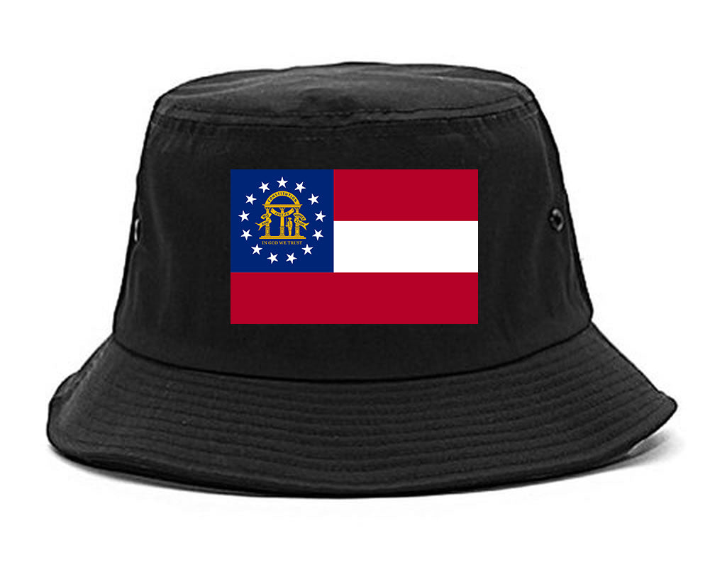 Georgia State Flag GA Chest Mens Bucket Hat Black