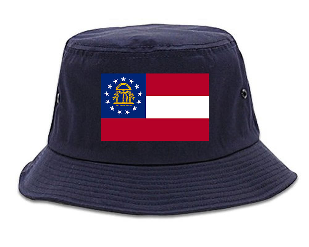 Georgia State Flag GA Chest Mens Bucket Hat Navy Blue