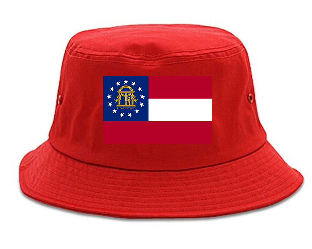 Georgia State Flag GA Chest Mens Bucket Hat Red