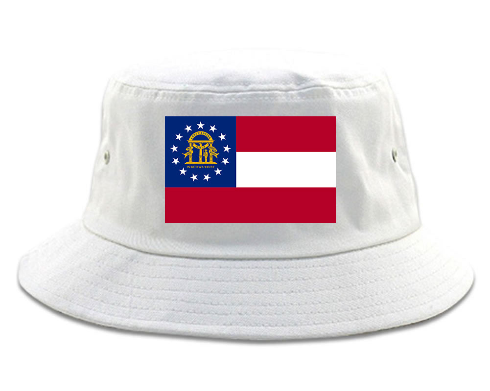 Georgia State Flag GA Chest Mens Bucket Hat White