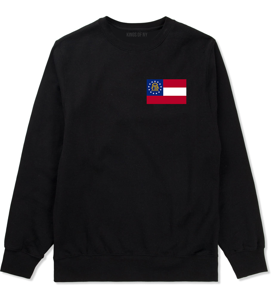 Georgia State Flag GA Chest Mens Crewneck Sweatshirt Black