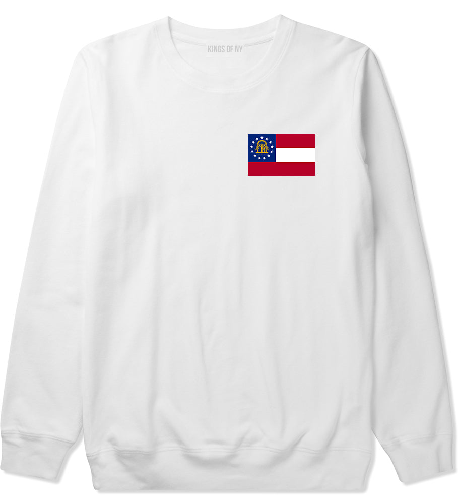 Georgia State Flag GA Chest Mens Crewneck Sweatshirt White