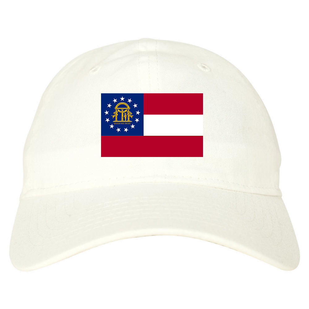 Georgia State Flag GA Chest Mens Dad Hat White