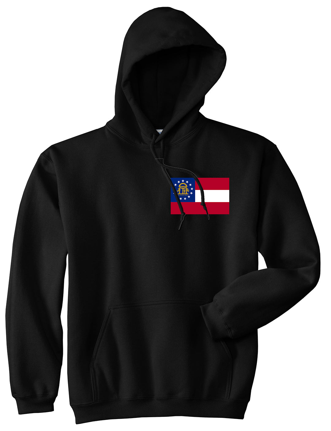 Georgia State Flag GA Chest Mens Pullover Hoodie Black