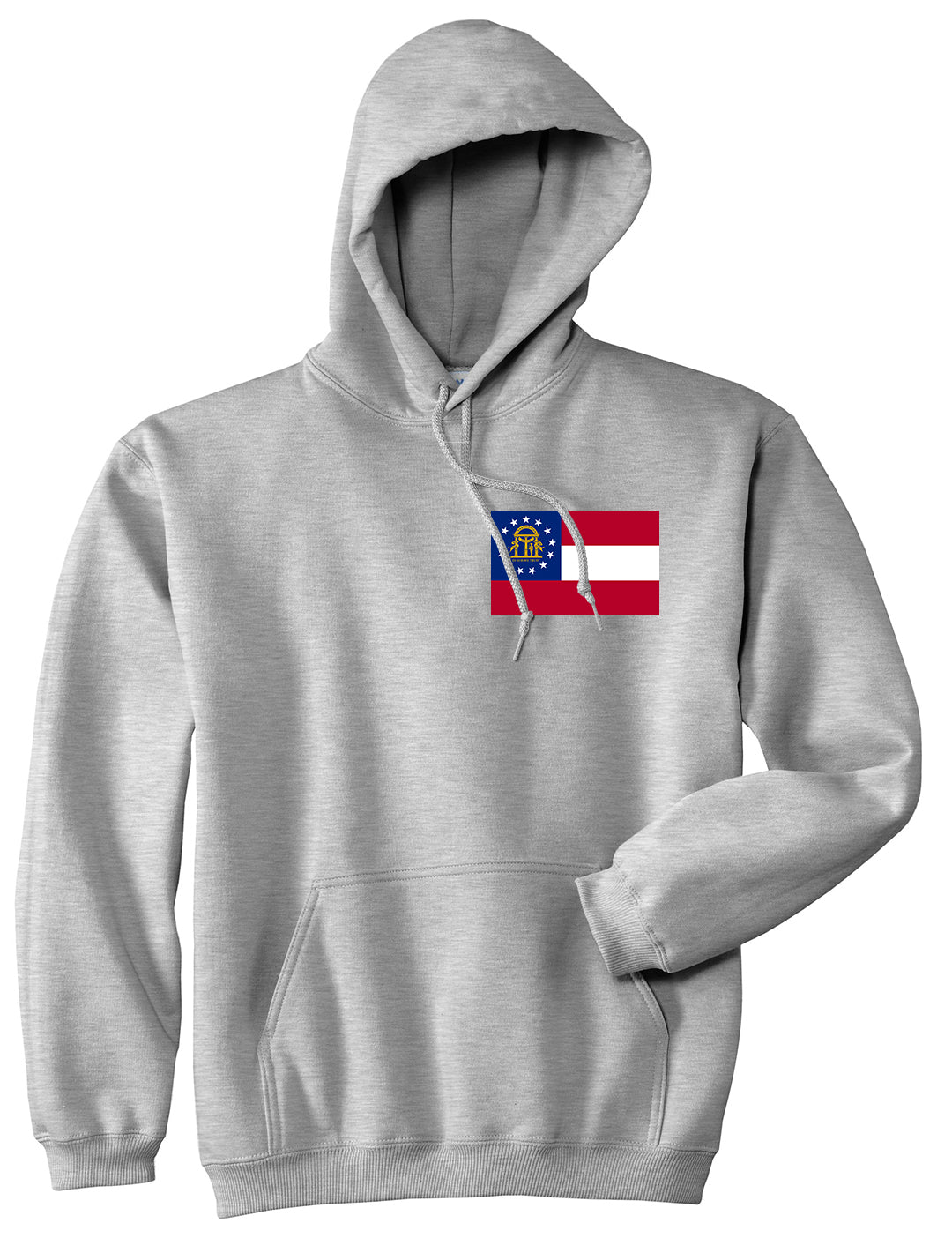 Georgia State Flag GA Chest Mens Pullover Hoodie Grey