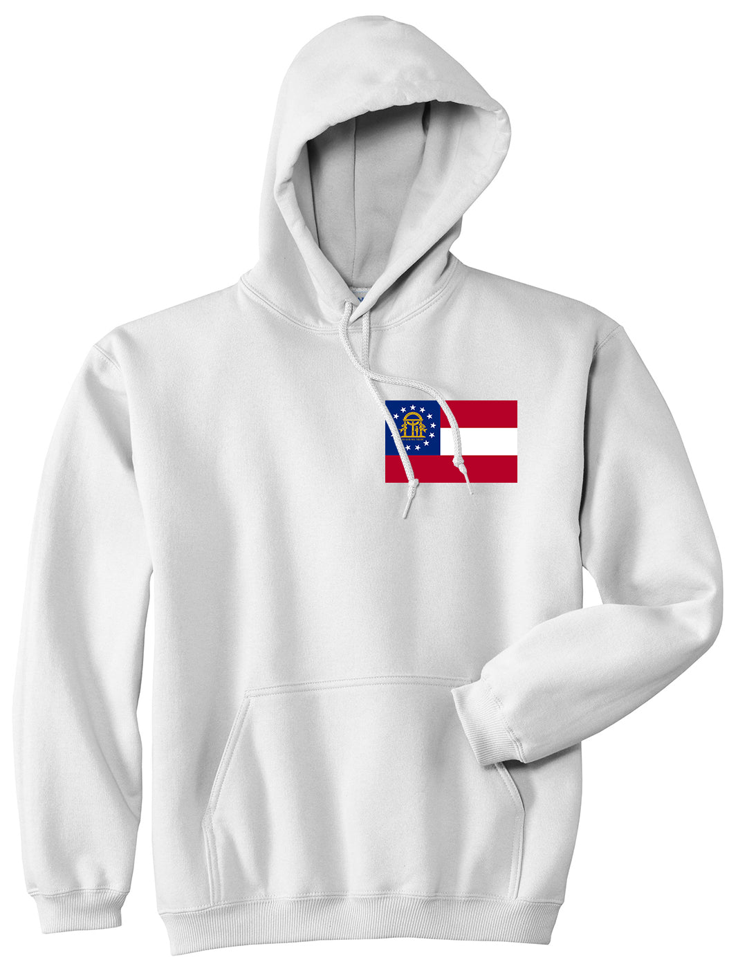 Georgia State Flag GA Chest Mens Pullover Hoodie White