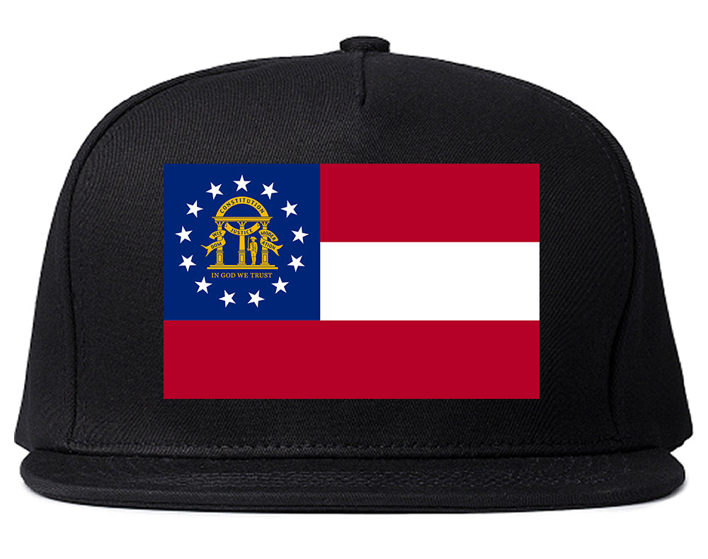 Georgia State Flag GA Chest Mens Snapback Hat Black