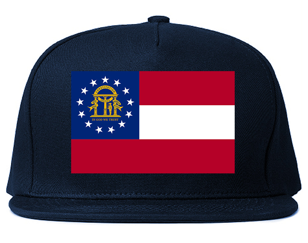 Georgia State Flag GA Chest Mens Snapback Hat Navy Blue