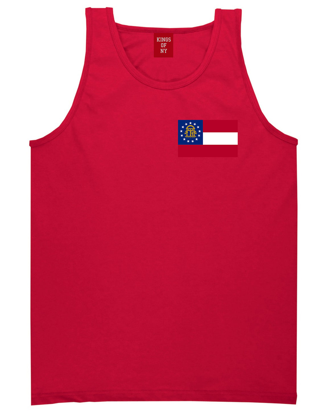 Georgia State Flag GA Chest Mens Tank Top T-Shirt Red