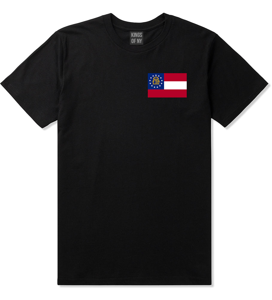 Georgia State Flag GA Chest Mens T-Shirt Black