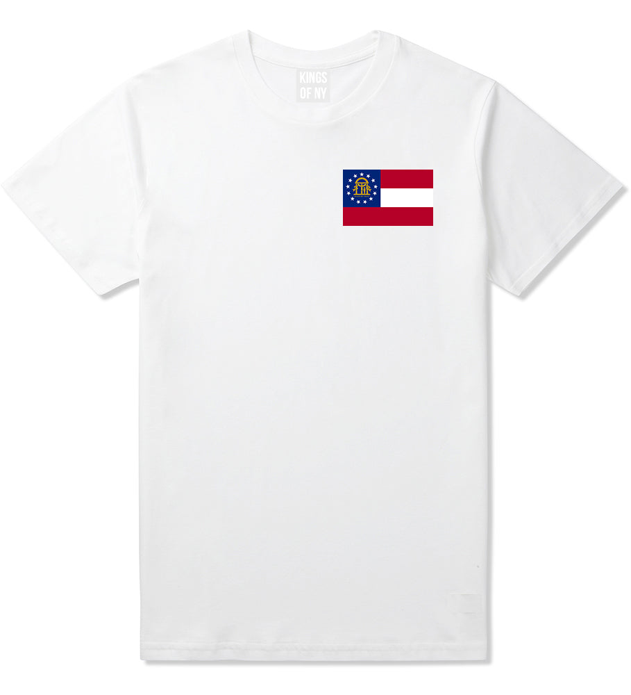 Georgia State Flag GA Chest Mens T-Shirt White