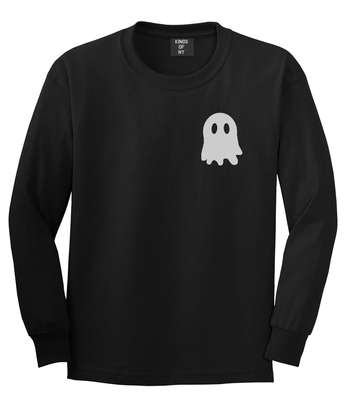 Ghost Chest Mens Black Long Sleeve T-Shirt by KINGS OF NY