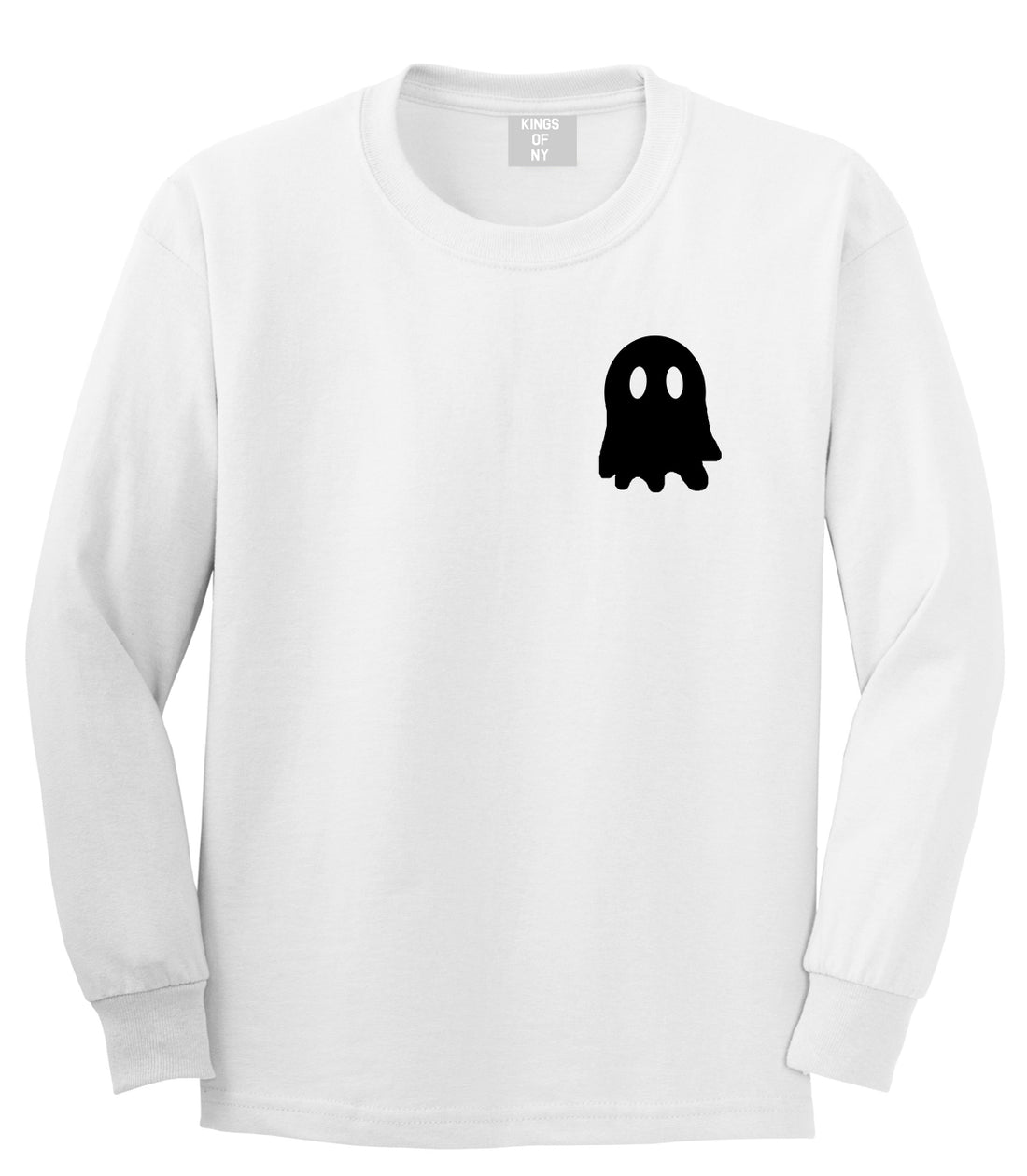 Ghost Chest Mens White Long Sleeve T-Shirt by KINGS OF NY