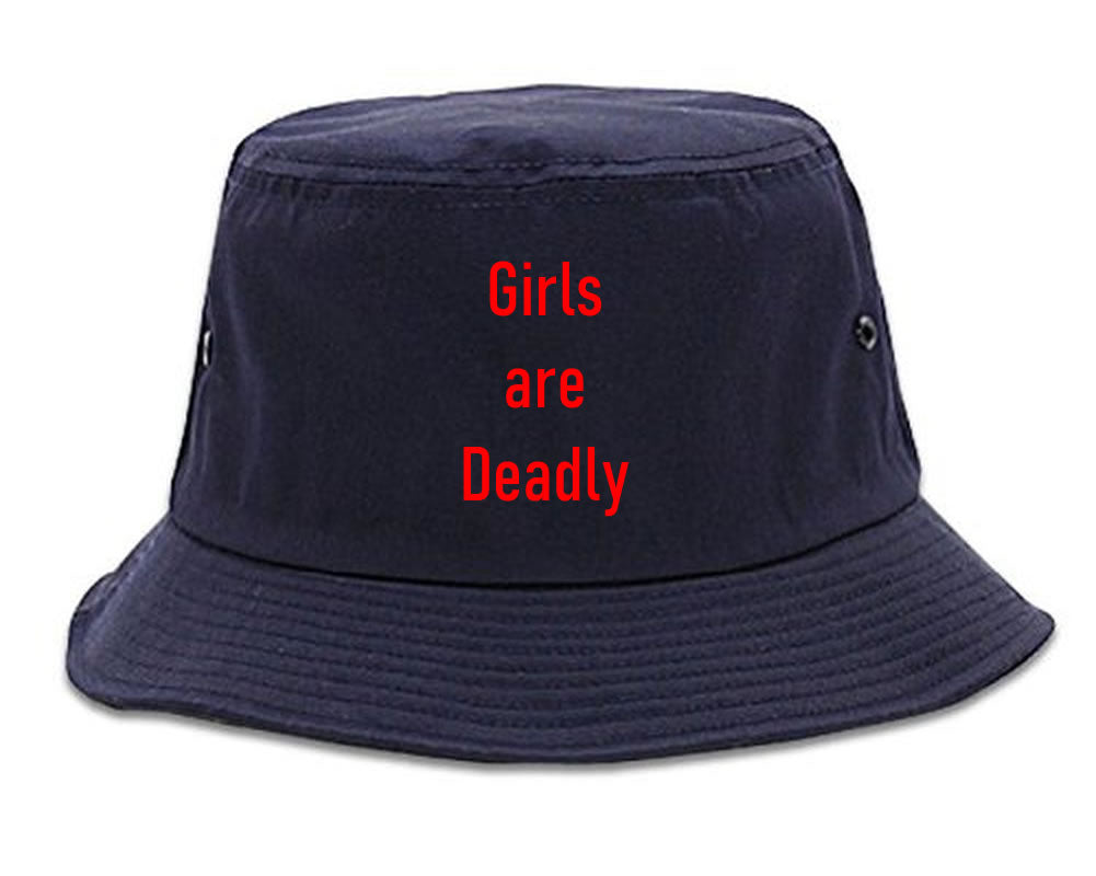 Girls Are Deadly Bucket Hat Navy Blue by KINGS OF NY