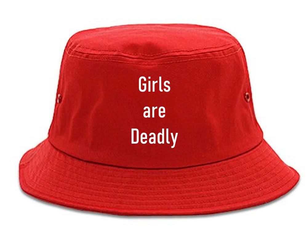 Girls Are Deadly Bucket Hat Red by KINGS OF NY