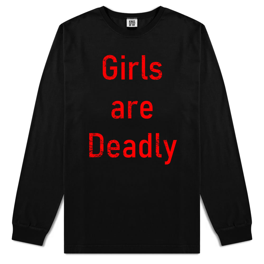 Girls Are Deadly Mens Long Sleeve T-Shirt Black By Kings Of NY